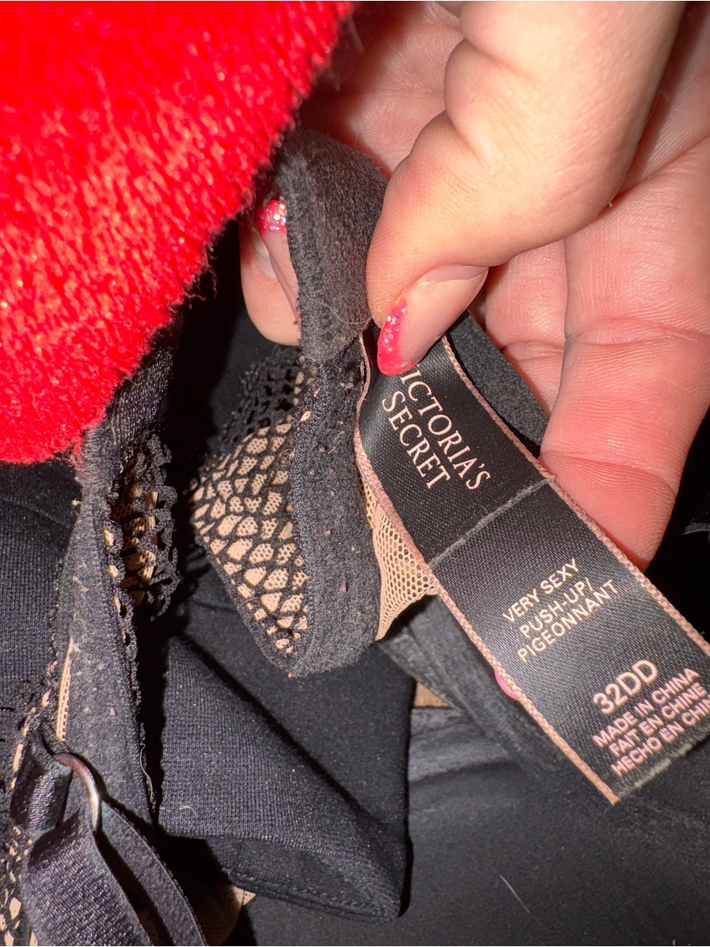 OFFERS OPEN! Victoria's Secret black Lace Mesh Push-Up Bra 32DD - Picture 2 of 9